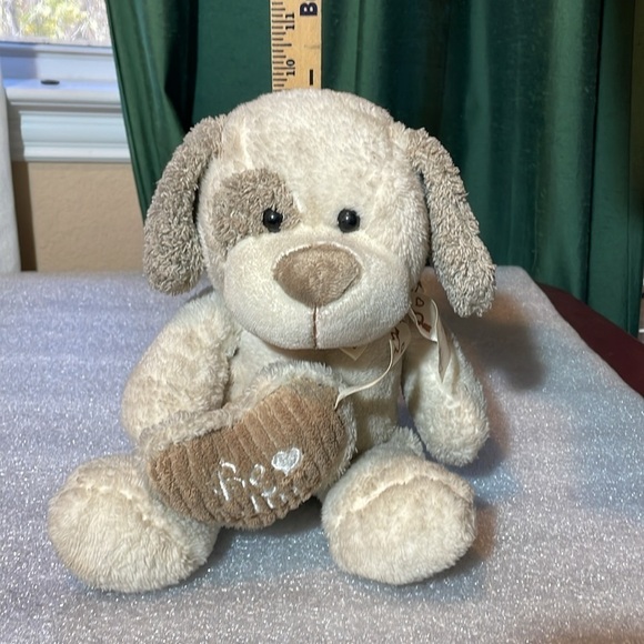 KellyToy Be Mine Puppy dog Seaterd Plush 10" Cream Beige Soft Heart Valentine - Picture 6 of 9